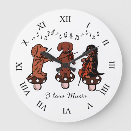 Dachshund String Trio Musicians wall clock