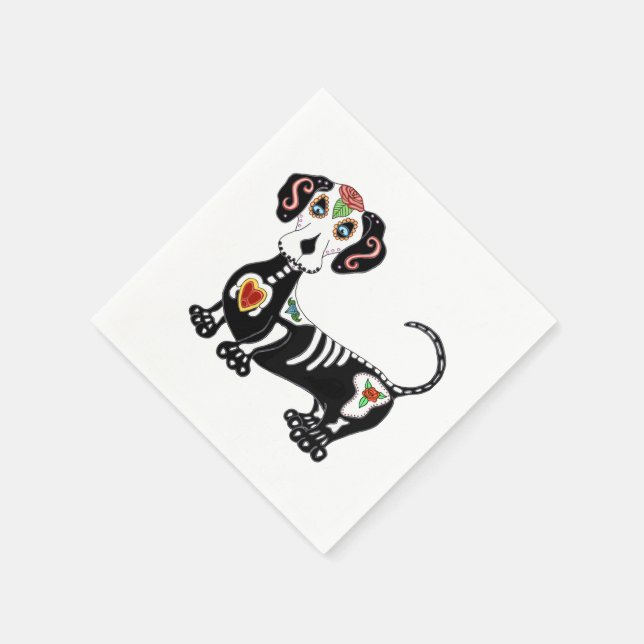 Dachshund Sugar Skull Napkins (Corner)