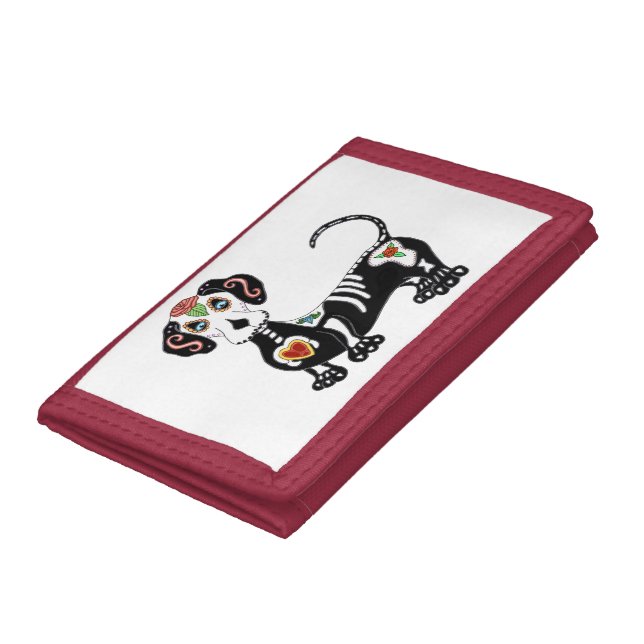 Dachshund Sugar Skull Trifold Wallet (Bottom)