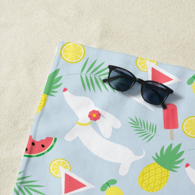 Dachshund Summer Wiener Dog Beach Towel (In Situ)