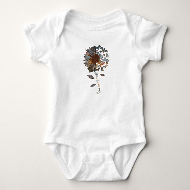 Dachshund Sunflower You Are My World Dog Lovers Baby Bodysuit (Front)