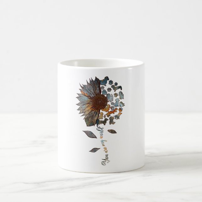 Dachshund Sunflower You Are My World Dog Lovers Coffee Mug (Center)