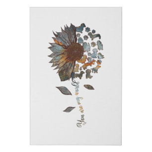Dachshund Sunflower You Are My World Dog Lovers Faux Canvas Print