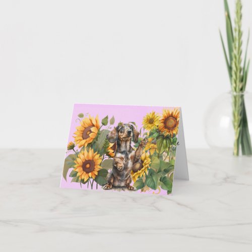 Dachshund Sunflowers Any Occasion Greeting Card