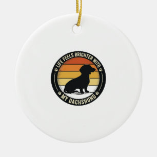 Dachshund Sunset Shirt Vintage Dog Lover Design_1 Ceramic Ornament