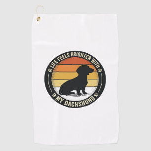 Dachshund Sunset Shirt Vintage Dog Lover Design_1 Golf Towel