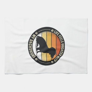 Dachshund Sunset Shirt Vintage Dog Lover Design_1 Kitchen Towel
