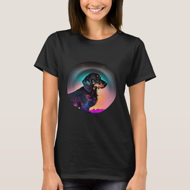 Dachshund Synthwave 80s Retrowave Aesthetic  2 T-Shirt (Front)