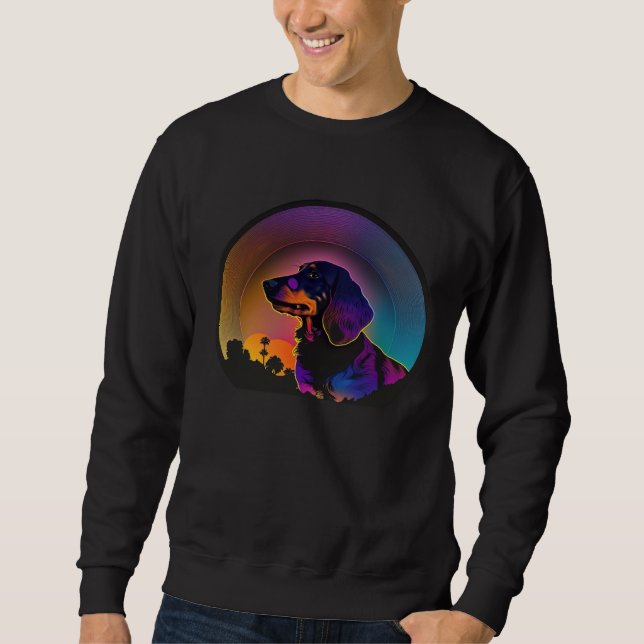 Dachshund Synthwave 80s Retrowave Aesthetic Sweatshirt (Front)