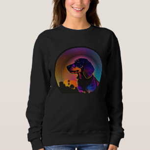 Dachshund Synthwave 80s Retrowave Aesthetic Sweatshirt