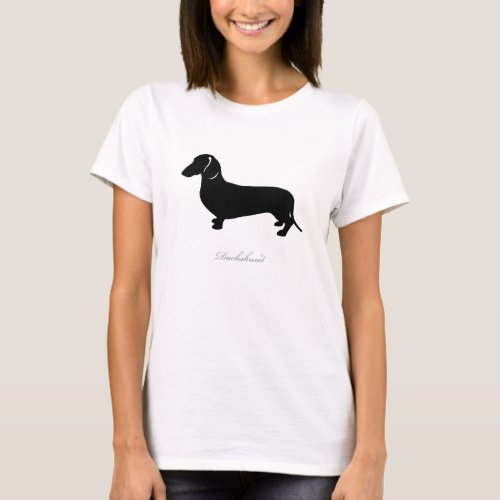 Dachshund T_shirt black smooth hair version 2