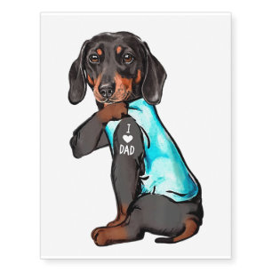 Dachshund Tattoo I Love Dad Funny Dog Dachshund Fa