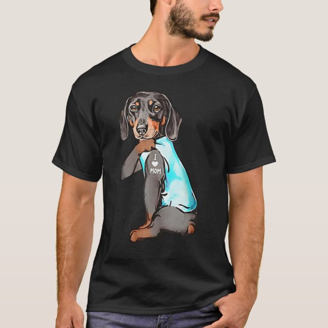   Dachshund Tattoo Mom Wiener Dog Fur Pet Mama   T-Shirt (Front)