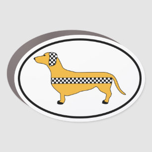 Dachshund Taxi Oval Car Magnet