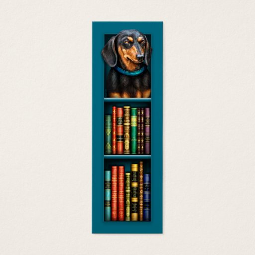 Customizable Dachshund Teal Bookmark Business Card