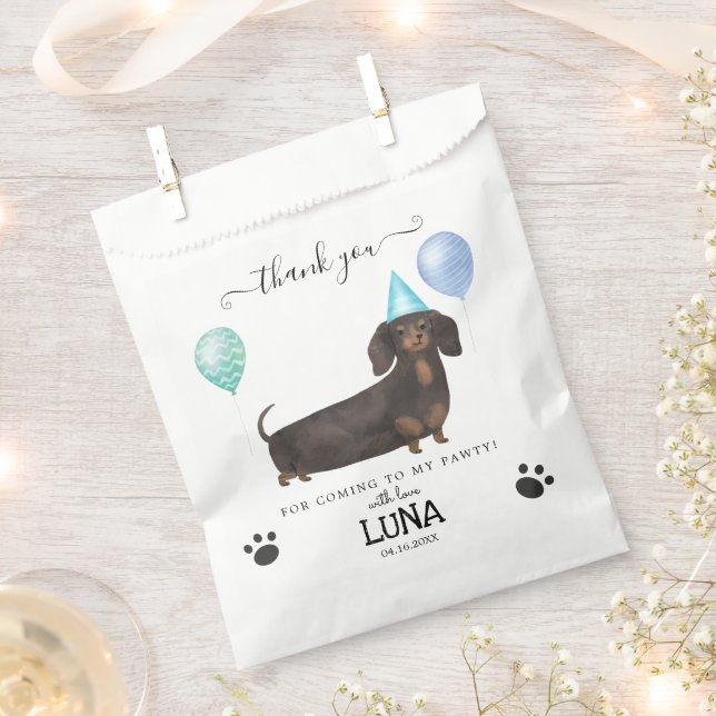 Dachshund Thank You Dog Treat Party Favor Bags (Clipped)
