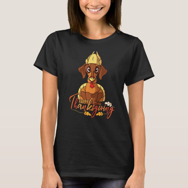 Dachshund Thanksgiving Dog Mom Turkey Costume Wome T-Shirt (Front)