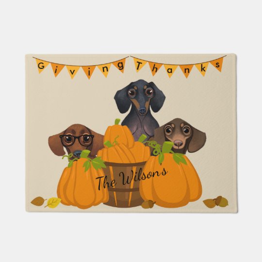 Dachshund Thanksgiving Door Mat Zazzle Com