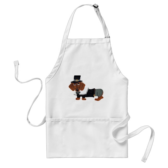 Dachshund Thanksgiving Pilgrim Adult Apron (Front)