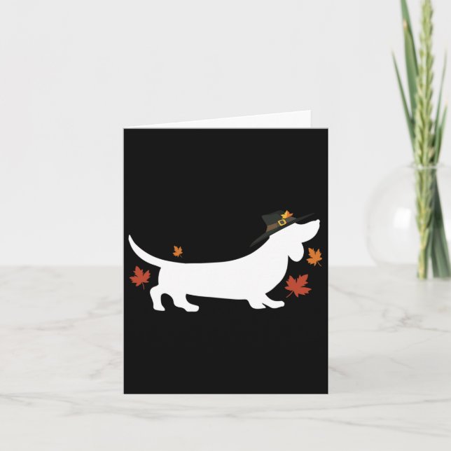 Dachshund Thanksgiving Pilgrim Fall  Card (Front)