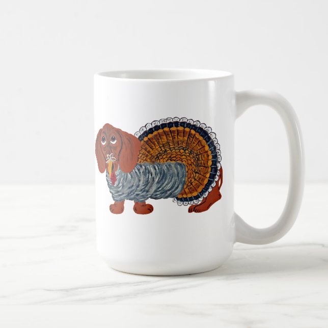 Dachshund Thanksgiving Turkey Coffee Mug (Right)