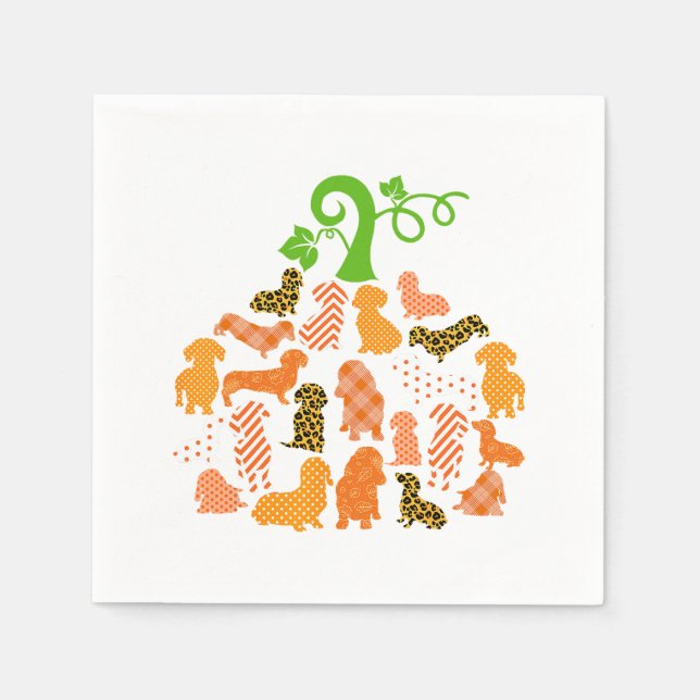 Dachshund The Weenie Witch Tarot Dog Pumpkin Hallo Napkins (Front)