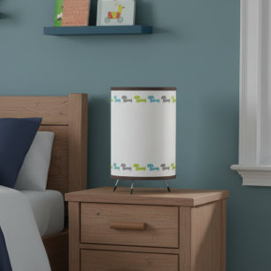 Dachshund Themed Nursery Green Gray Aqua Boys Tripod Lamp