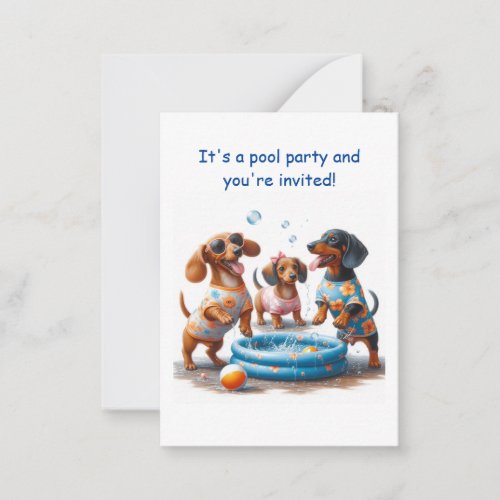 Dachshund Themed Pool Party Invite
