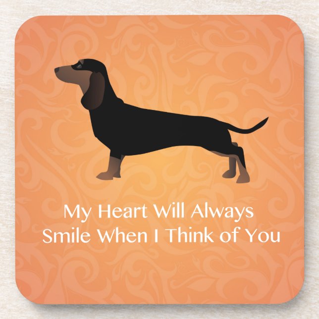 Dachshund - Thinking of You Design Beverage Coaster (Front)