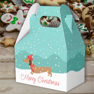 Dachshund Through Snow Merry Christmas Gift Box 