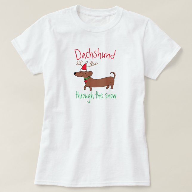 Dachshund Through the Snow Basic Plus Size T-Shirt (Design Front)