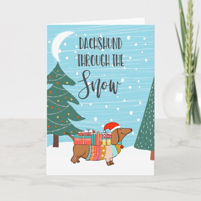 Dachshund Through The Snow Card (Front)