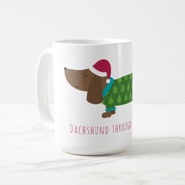 Dachshund Through The Snow Cartoon Coffee  Mug (Front Left)