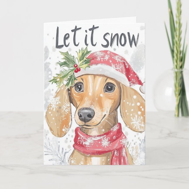 Dachshund Through the Snow Christmas Card (Front)