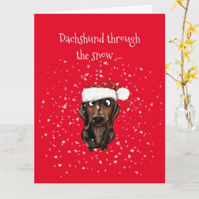 Dachshund through the snow ... Christmas Card (Yellow Flower)