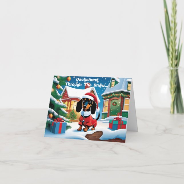 Dachshund Through The Snow... Christmas Card (Front)