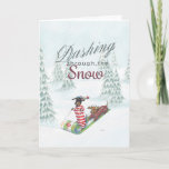 Dachshund Through The Snow Christmas Card at Zazzle