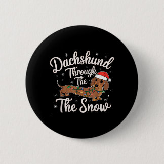 Dachshund Through The Snow Christmas Decor For Dog Button