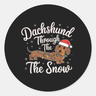 Dachshund Through The Snow Christmas Decor For Dog Classic Round Sticker