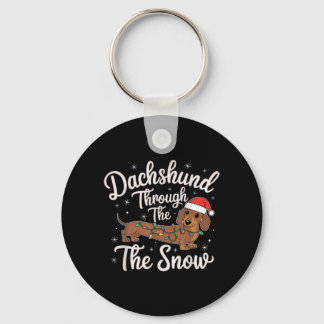 Dachshund Through The Snow Christmas Decor For Dog Keychain