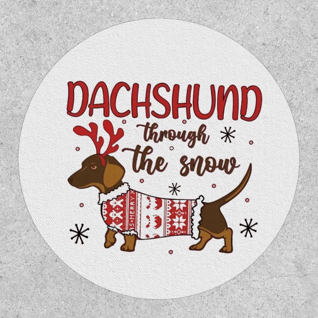 Dachshund Through The Snow Christmas Dog Lover Patch (Front)