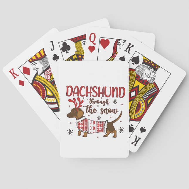 Dachshund Through The Snow Christmas Dog Lover Poker Cards (Back)