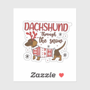Dachshund Through The Snow Christmas Dog Lover Sticker