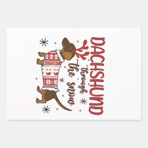 Dachshund Through The Snow Christmas Dog Lover Wrapping Paper Sheets