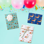 dachshund through the snow christmas gift wrapping paper sheets<br><div class="desc">Dachshund Wrapping Paper Set – 3 Sheets Make every gift extra special with this set of three dachshund wrapping paper designs, created by The Arty Apples. Featuring adorable dachshunds in cosy jumpers, two sheets bring festive flair with Christmas and winter themes (including Santa hats), while one sheet offers a versatile...</div>