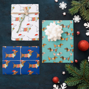 dachshund through the snow christmas gift wrapping paper sheets