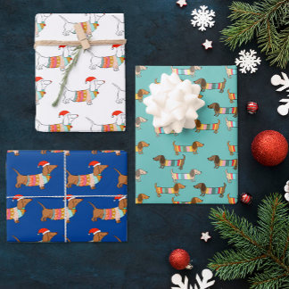 dachshund through the snow christmas gift wrapping paper sheets