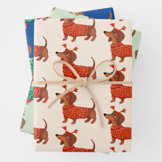 dachshund through the snow christmas gift wrapping paper sheets