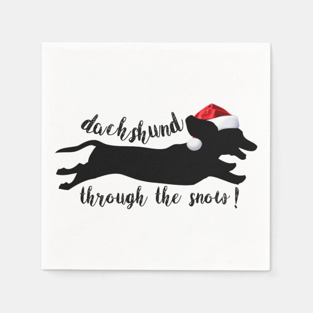 Dachshund through the snow Christmas Holidays Paper Napkins (Front)
