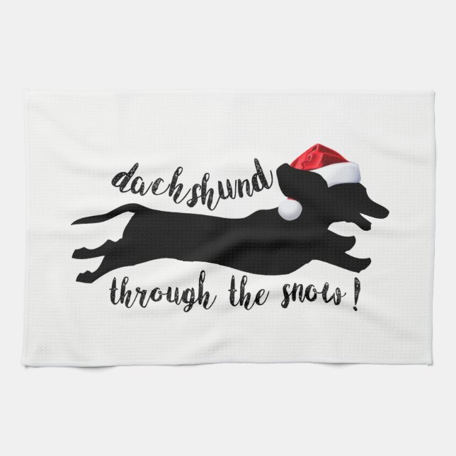 Dachshund through the snow Christmas Holidays Towel (Horizontal)